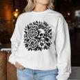 Skull Flower Rad Rock N Roll Graphic Retro レディーススウェットシャツ 面白い贈り物