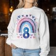 キッズ 誕生日 8 女の子 レインボー 水彩 8歳 レディーススウェットシャツ 面白い贈り物