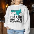 モササウルスが好きな女の子だけ レディーススウェットシャツ 面白い贈り物