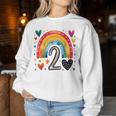 私はもう2歳 女の子のためのかわいいレインボーバースデーデザイン レディーススウェットシャツ 面白い贈り物
