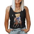 Cool Teddy Bear Playing Horse Polo Game Illustration Graphic レディースタンクトップ