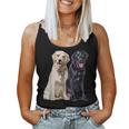 Happy Two Labradors ゴールデンブラック ラボレトリバー Mom Dad レディースタンクトップ
