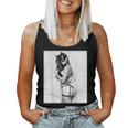 Hot Girl On 男性用 セクシー バッド キティ ピンナップガール B&W レディースタンクトップ