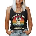 Just A Girl Who Loves Dinosaurs おもしろレトロ恐竜 T-Rex レディースタンクトップ