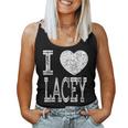 I Love Lacey バレンタイン ガールフレンド 女の子 娘 ハート 妻 レディースタンクトップ
