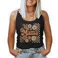 Retro Checkered Mama Pumpkin Flower Fall Autumn Halloween Women Tank Top