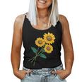 ひまわりの花束 春のフローラルガーデン 黄色の花 レディースタンクトップ