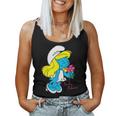 スマーフ スマーフェット キャラクター 花 咲く スマーフィー ファン レディースタンクトップ