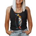 ボタニカルフラワーのシルエット 花柄 ペンギン レディースタンクトップ