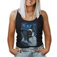 星月夜のパピヨン 絵画 犬 お母さん お父さん レディースタンクトップ