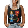 美しい笑顔のベトナムの女の子、旗とベトナムの地図 レディースタンクトップ