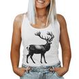 Deer Dad Mom Lover モノクロ 鹿 レディースタンクトップ