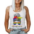 Messy Bun Proud Ally Pride Flag Love Lgbt レインボー サングラス レディースタンクトップ