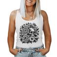Skull Flower Rad Rock N Roll Graphic Retro レディースタンクトップ