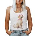 コケットボウ ラブラドールレトリバー 犬 ラボ ママ ピンクリボン 女の子 レディースタンクトップ