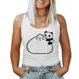 肉まんに抱きつくパンダ かわいい チャイナ 白黒 Panda Meat Bun レディースタンクトップ