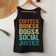 Coffee Books Dogsocial Justice レディースタンクトップ 面白い贈り物