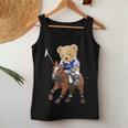 Cool Teddy Bear Playing Horse Polo Game Illustration Graphic レディースタンクトップ 面白い贈り物