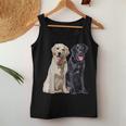 Happy Two Labradors ゴールデンブラック ラボレトリバー Mom Dad レディースタンクトップ 面白い贈り物