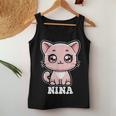 Nina かわいい猫 子猫デザイン 女の子 名前 ニーナ レディースタンクトップ 面白い贈り物