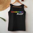 Proud Ally Bars Equality Lgbtq Rainbow Flag Gay Pride Ally レディースタンクトップ 面白い贈り物