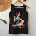 Retro Patriotic Pin-Upintage Usa Flag American Beauty Girl レディースタンクトップ 面白い贈り物