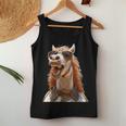 サングラスをかけた馬 馬の女の子 ライダー 甘い馬 レディースタンクトップ 面白い贈り物