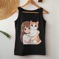 猫と少女 Cat And Girl レディースタンクトップ 面白い贈り物