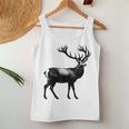 Deer Dad Mom Lover モノクロ 鹿 レディースタンクトップ 面白い贈り物