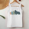 Dog Mom & Dad シルエット ヴィンテージ シェルティ シェットランド シープドッグ レディースタンクトップ 面白い贈り物