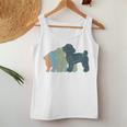 Dog Mom & Dad シルエット ヴィンテージトイプードル レディースタンクトップ 面白い贈り物