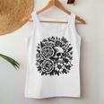 Skull Flower Rad Rock N Roll Graphic Retro レディースタンクトップ 面白い贈り物