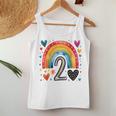 私はもう2歳 女の子のためのかわいいレインボーバースデーデザイン レディースタンクトップ 面白い贈り物