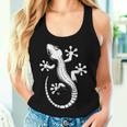 Gecko Dad Mom Lover モノクロ ヤモリ レディースタンクトップ 彼女への贈り物