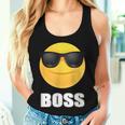 Girl & Boy Boss サングラス 顔文字シャツ クールな顔 レディースタンクトップ 彼女への贈り物