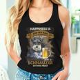 Happiness Is An Old Man With A Beerchnauzeritting Near Near レディースタンクトップ 彼女への贈り物