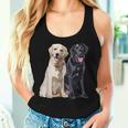 Happy Two Labradors ゴールデンブラック ラボレトリバー Mom Dad レディースタンクトップ 彼女への贈り物