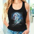 Howling At The Moon シャツ インコシャツ ファニーセキセイインコシャツ レディースタンクトップ 彼女への贈り物
