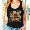 Retro Checkered Mama Pumpkin Flower Fall Autumn Halloween Women Tank Top Gifts for Her