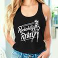Rockabilly Rebel Pin-Up Girl In Dress Graphic レディースタンクトップ 彼女への贈り物