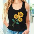 ひまわりの花束 春のフローラルガーデン 黄色の花 レディースタンクトップ 彼女への贈り物