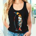 ボタニカルフラワーのシルエット 花柄 ペンギン レディースタンクトップ 彼女への贈り物