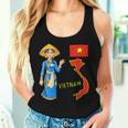 美しい笑顔のベトナムの女の子、旗とベトナムの地図 レディースタンクトップ 彼女への贈り物