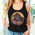 花のイラストとゴリラ レディースタンクトップ 彼女への贈り物