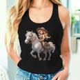 馬 女の子 西洋 乗馬 ポニー 水彩 馬 レディースタンクトップ 彼女への贈り物