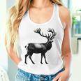 Deer Dad Mom Lover モノクロ 鹿 レディースタンクトップ 彼女への贈り物