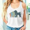 Dog Mom & Dad シルエット ヴィンテージトイプードル レディースタンクトップ 彼女への贈り物
