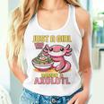 Just A Girl Who Loves Ramen And Axolotl Pink Kawaii Axolotl レディースタンクトップ 彼女への贈り物