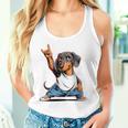 Teckel ロックミュージック 男性 子供 女性 ソーセージ 犬 ダックスフンド 長袖tシャツ レディースタンクトップ 彼女への贈り物