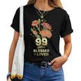 99歳祝福され愛された花 99歳の誕生日お母さんおばあちゃん レディースTシャツ